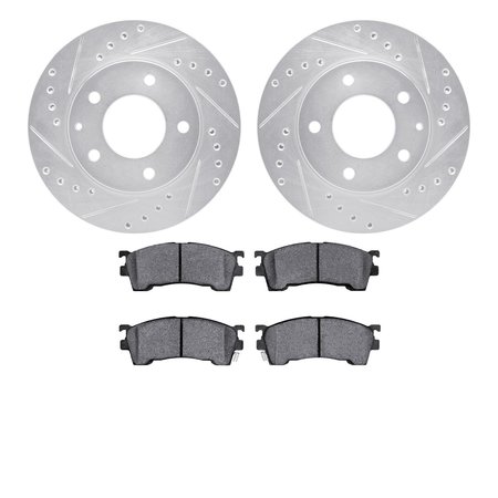 DYNAMIC FRICTION CO 7502-80142, Rotors-Drilled and Slotted-Silver with 5000 Advanced Brake Pads, Zinc Coated 7502-80142